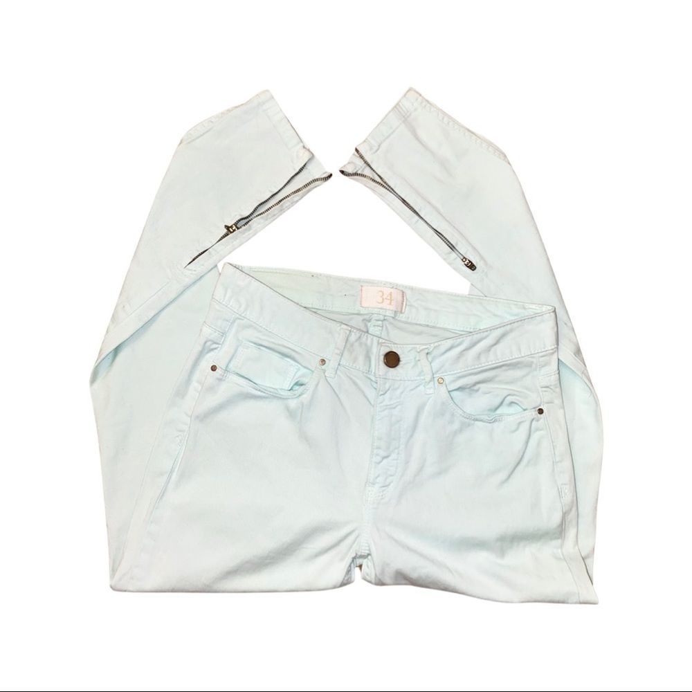 Zara - Mint Green Skinny Jeans w/ Ankle Zip - Size EUR 36 || US 4